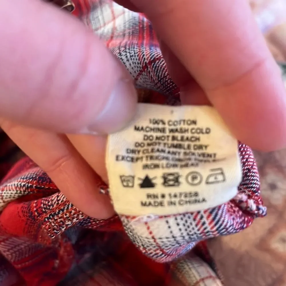 Simply Southern Women Red Plaid Flannel Nightshirt Sleep Shirt Dress Size‎ L